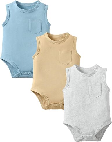 Sleeveless Onsies for Baby Boys' Bodysuits 3 Pack Infant Baby Clothes Neutral Summer Baby Undershirt 0-2T in Saudi Arabia