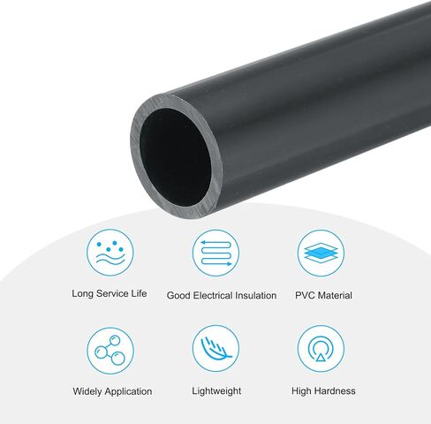 MECCANIXITY أنبوب دائري صلب PVC 22.2 مللي متر ID 26 مللي متر OD 330 مللي متر/13 بوصة رمادي داكن عالي التأثير لأنابيب المياه الحرف كابل الأكمام in Saudi Arabia
