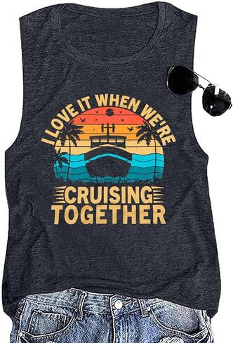 Cruise Tank Tops Summer Women: We are Cruising Together Sleeveless Shirts - Boating Vacation Beach Shirt in Saudi Arabia