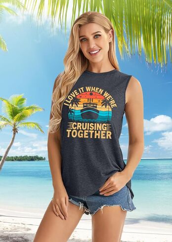 Cruise Tank Tops Summer Women: We are Cruising Together Sleeveless Shirts - Boating Vacation Beach Shirt in Saudi Arabia