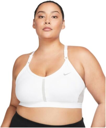 حمالة صدر رياضية Indy مقاس كبير للنساء من Nike، دعم خفيف 2X، أبيض/رمادي in Saudi Arabia