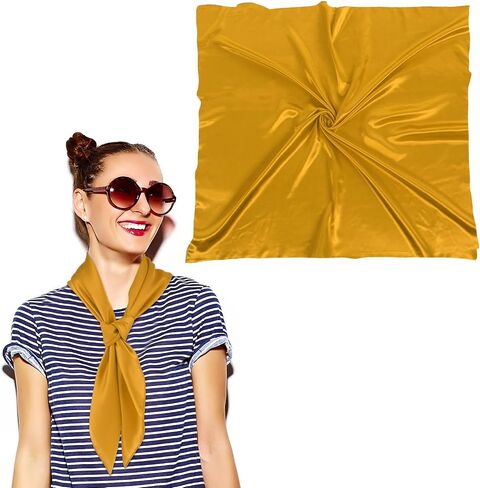 Square Silk Like Head Scarf,23.6" Women's Fashion Silk Feeling Scarf Square Hair Bandanas for Sleeping in Saudi Arabia