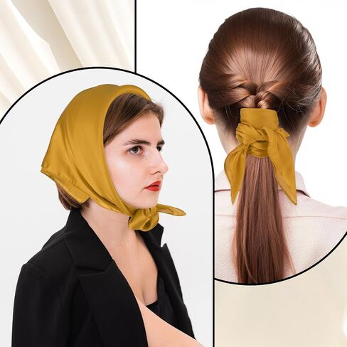 Square Silk Like Head Scarf,23.6" Women's Fashion Silk Feeling Scarf Square Hair Bandanas for Sleeping in Saudi Arabia
