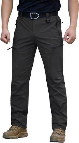 NAVEKULL Men's Lightweight Hiking Pants Quick Dry Stretch Fishing Tactical Work Pants with Zipper Pockets in Kuwait
