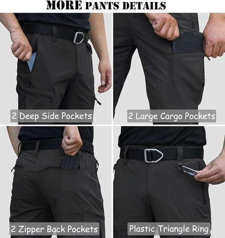 NAVEKULL Men's Lightweight Hiking Pants Quick Dry Stretch Fishing Tactical Work Pants with Zipper Pockets in Kuwait