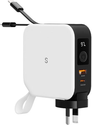 Powerpack Universal 5 في 1 باور بانك للسفر - لحزمة بطاريات Magsafe، بنك طاقة 10000 مللي أمبير مع كابل مدمج - شاحن محمول لاسلكي لسلسلة iPhone 15/15 Pro/ProMax، iPhone 14/13/12 in Saudi Arabia