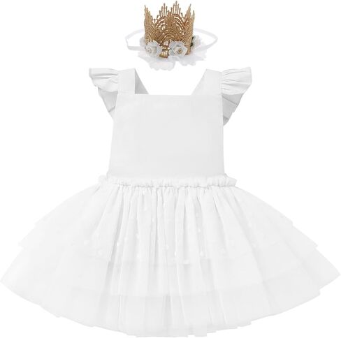 فستان توتو للأميرة من التول مع تاج لحفلات أعياد الميلاد للفتيات الصغيرات، قطعتين من فستان الزفاف in Kuwait