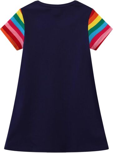 Girls Dress A-Line Dress for Toddler Kids Baby with Crewneck 100% Cotton Causal Playwear Cute Outifit in Saudi Arabia