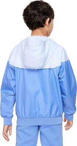 سترة Nike Sportswear Windrunner للأطفال الكبار (الأولاد) فضفاضة بطول الورك (الولايات المتحدة، ألفا، متوسط، عادي، قطبي/أزرق فاتح/قطبي/أبيض) in Saudi Arabia