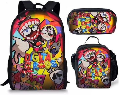 Cute Backpack Cartoon Backpack Set School Bag With Lunch Box Pencil Case For Teen(3 In 1) 17 In in Saudi Arabia