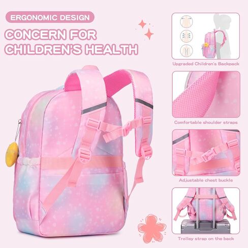 3PCS Kids Backpack for Girls, Girls Backpack Set,Cute Bunny Rainbow School Backpack with Lunch Bag Pencil Case 16.5in in Saudi Arabia
