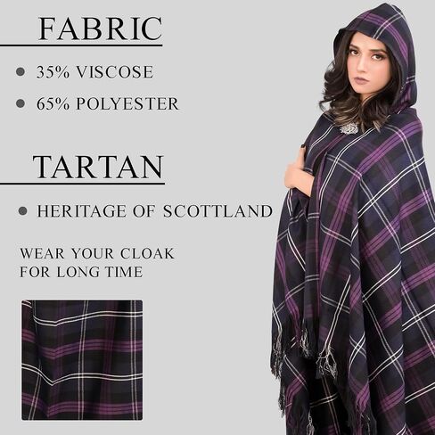 Highland Redstone Cloak Tartan P.V for women - Scottish Tartan Cloak for Stylish Comfort and Warmth in Saudi Arabia