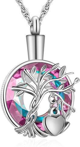 abooxiu Heart Urn Necklaces for Ashes Cremation Jewelry Memorial Cremation Necklace for Ashes Tree of Life Ashes Necklace Stainless Steel Ash Keepsake for Women Men in Saudi Arabia