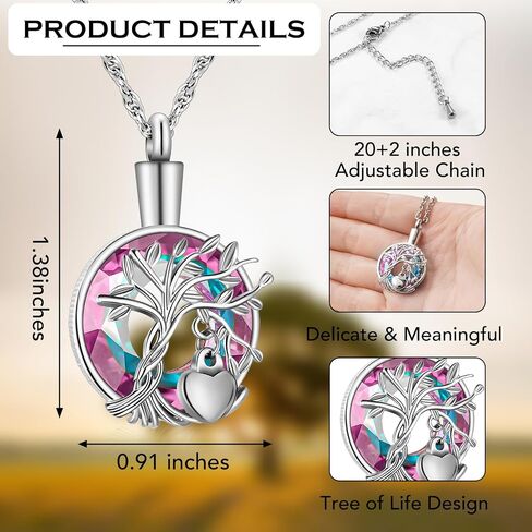 abooxiu Heart Urn Necklaces for Ashes Cremation Jewelry Memorial Cremation Necklace for Ashes Tree of Life Ashes Necklace Stainless Steel Ash Keepsake for Women Men in Saudi Arabia