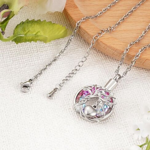 abooxiu Heart Urn Necklaces for Ashes Cremation Jewelry Memorial Cremation Necklace for Ashes Tree of Life Ashes Necklace Stainless Steel Ash Keepsake for Women Men in Saudi Arabia