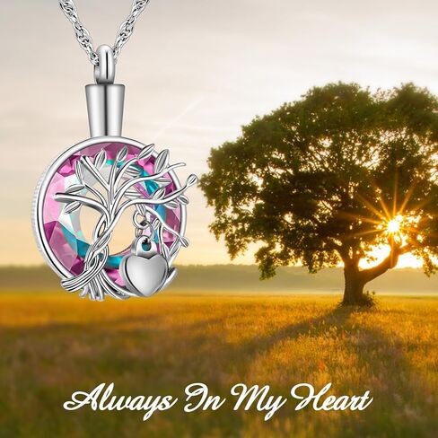 abooxiu Heart Urn Necklaces for Ashes Cremation Jewelry Memorial Cremation Necklace for Ashes Tree of Life Ashes Necklace Stainless Steel Ash Keepsake for Women Men in Saudi Arabia