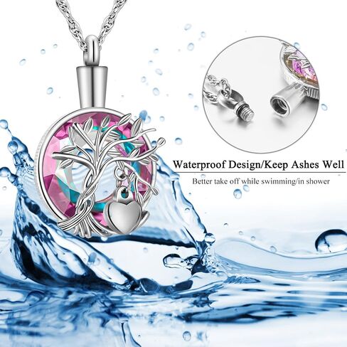 abooxiu Heart Urn Necklaces for Ashes Cremation Jewelry Memorial Cremation Necklace for Ashes Tree of Life Ashes Necklace Stainless Steel Ash Keepsake for Women Men in Saudi Arabia