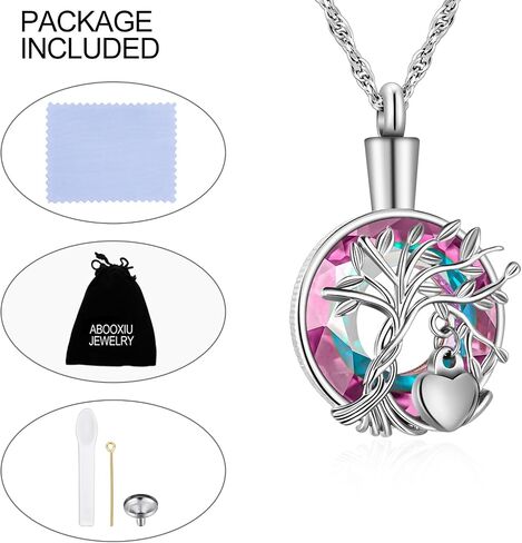abooxiu Heart Urn Necklaces for Ashes Cremation Jewelry Memorial Cremation Necklace for Ashes Tree of Life Ashes Necklace Stainless Steel Ash Keepsake for Women Men in Saudi Arabia