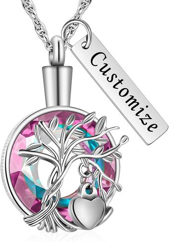 abooxiu Heart Urn Necklaces for Ashes Cremation Jewelry Memorial Cremation Necklace for Ashes Tree of Life Ashes Necklace Stainless Steel Ash Keepsake for Women Men in Saudi Arabia