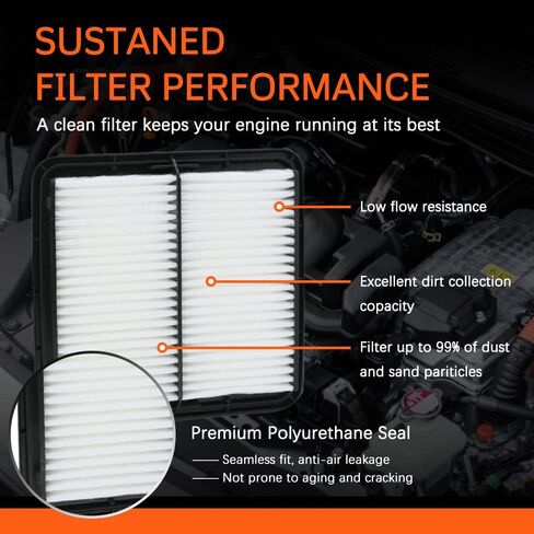 فلتر هواء، (CA9997) فلتر هواء المحرك متوافق مع سوبارو امبريزا (2008-2016)، ليجاسي (2005-2019)، أوت باك (2005-2019)، WRX (2015-2021)، فورستر (2009-2018)، تريبيكا (2008) -2014) in Kuwait