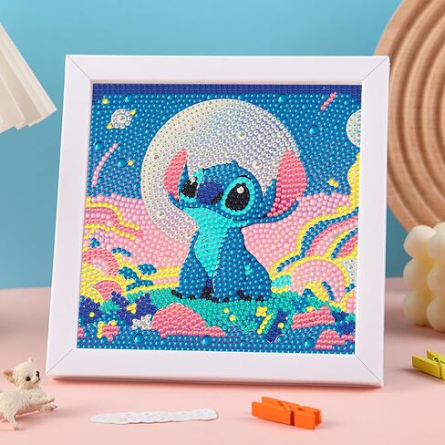 gilqso Stitch 5D Diamond Painting Kits with Frame,Stitch Crystal Art Diamond Painting,Stitch Gem Painting,Gem Gem Art Kit for Gift Home Wall 7x7 Inch in Saudi Arabia