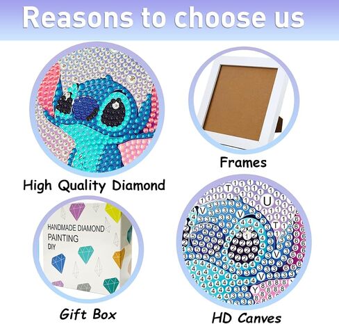 gilqso Stitch 5D Diamond Painting Kits with Frame,Stitch Crystal Art Diamond Painting,Stitch Gem Painting,Gem Gem Art Kit for Gift Home Wall 7x7 Inch in Saudi Arabia