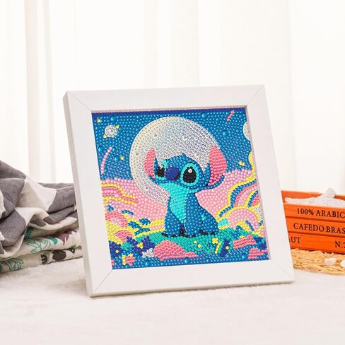 gilqso Stitch 5D Diamond Painting Kits with Frame,Stitch Crystal Art Diamond Painting,Stitch Gem Painting,Gem Gem Art Kit for Gift Home Wall 7x7 Inch in Saudi Arabia