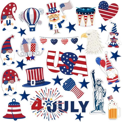 32 قطعة من قصاصات العلم الأمريكي الوطني، ديكورات لوحة إعلانات الرابع من يوليو لديكور الفصل الدراسي في عيد الاستقلال in Kuwait