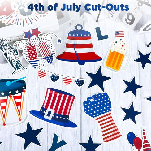 32 قطعة من قصاصات العلم الأمريكي الوطني، ديكورات لوحة إعلانات الرابع من يوليو لديكور الفصل الدراسي في عيد الاستقلال in Kuwait