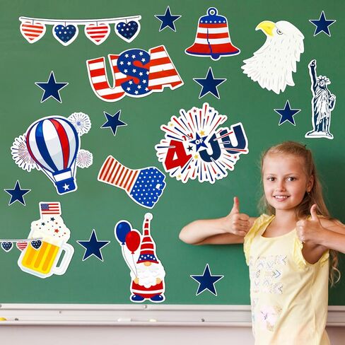 32 قطعة من قصاصات العلم الأمريكي الوطني، ديكورات لوحة إعلانات الرابع من يوليو لديكور الفصل الدراسي في عيد الاستقلال in Kuwait
