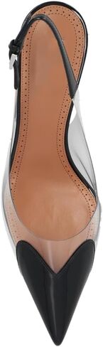 YIYA Women's Black Heart PVC Slingback Heels Pumps Patent Leather Clear Kitten Mid Heel Sexy Closed Pointed Toe Buckle Strap Slip On Backless Mules Sandals in Saudi Arabia