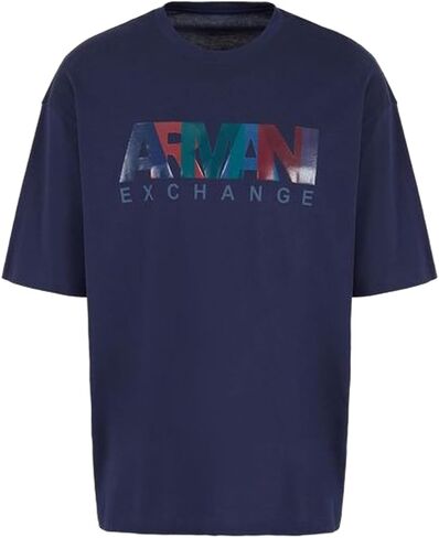 تيشيرت رجالي من A｜X ARMANI EXCHANGE مصنوع من القطن ذو تصميم مريح وشعار ملون in Saudi Arabia