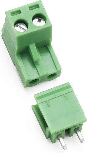 OIIKI 10 Sets 2-Pin 5.08mm Pitch Mount Screw Terminal Block, Straight Plug-in 2-Pin (2 Pole) Screw Terminal Block Connector, Pluggable Male Female Connectors- Green in Saudi Arabia