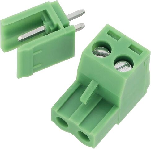 OIIKI 10 Sets 2-Pin 5.08mm Pitch Mount Screw Terminal Block, Straight Plug-in 2-Pin (2 Pole) Screw Terminal Block Connector, Pluggable Male Female Connectors- Green in Saudi Arabia