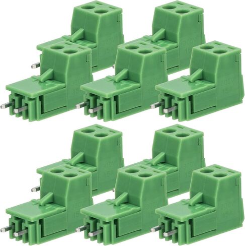 OIIKI 10 Sets 2-Pin 5.08mm Pitch Mount Screw Terminal Block, Straight Plug-in 2-Pin (2 Pole) Screw Terminal Block Connector, Pluggable Male Female Connectors- Green in Saudi Arabia