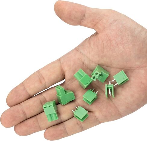 OIIKI 10 Sets 2-Pin 5.08mm Pitch Mount Screw Terminal Block, Straight Plug-in 2-Pin (2 Pole) Screw Terminal Block Connector, Pluggable Male Female Connectors- Green in Saudi Arabia