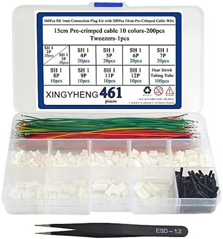 XINGYHENG 160Pcs SH 1mm Connecting Plug Kit with 200Pcs 15cm Pre-Crimped Cable Wire 2/3/4/5/6/7/8/9/10/12 PIN House Compatible with JST SH Connector in Saudi Arabia