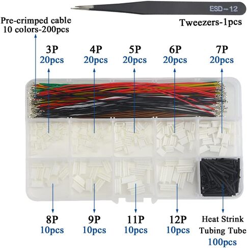 XINGYHENG 160Pcs SH 1mm Connecting Plug Kit with 200Pcs 15cm Pre-Crimped Cable Wire 2/3/4/5/6/7/8/9/10/12 PIN House Compatible with JST SH Connector in Saudi Arabia