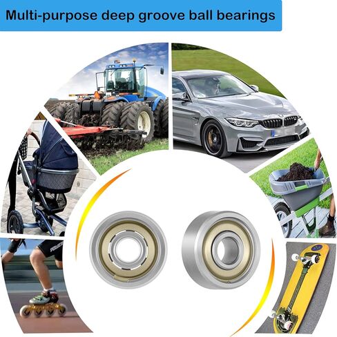 محامل كروية 687zz 7 مم × 14 مم × 5 مم مزدوجة الحماية 687-2Z محامل كروية ذات أخدود عميق لجزازة العشب، وعربات اليد، والعربات، والشاحنات اليدوية، وألواح التزلج، والزلاجات المضمنة، وما إلى ذلك (20 قطعة) in Kuwait