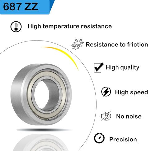 محامل كروية 687zz 7 مم × 14 مم × 5 مم مزدوجة الحماية 687-2Z محامل كروية ذات أخدود عميق لجزازة العشب، وعربات اليد، والعربات، والشاحنات اليدوية، وألواح التزلج، والزلاجات المضمنة، وما إلى ذلك (20 قطعة) in Kuwait