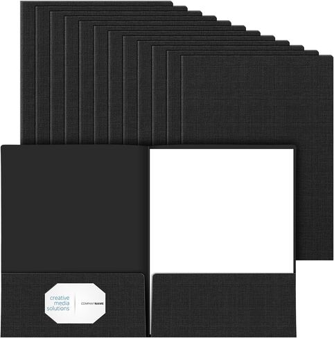 Yeaqee 12 Pack Black 9" x 12" Textured Linen Presentation Paper Folders with Two Pocket Business Folder Resume Folders for Interview Tax Season Important Documents in Saudi Arabia