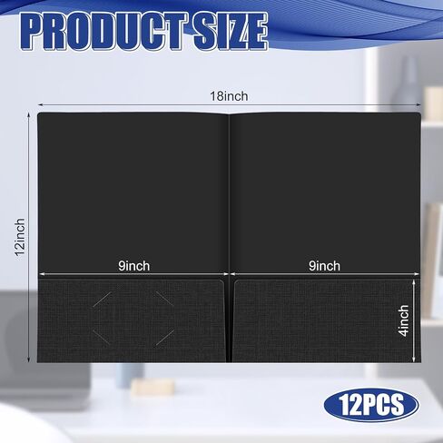 Yeaqee 12 Pack Black 9" x 12" Textured Linen Presentation Paper Folders with Two Pocket Business Folder Resume Folders for Interview Tax Season Important Documents in Saudi Arabia