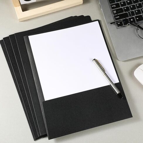 Yeaqee 12 Pack Black 9" x 12" Textured Linen Presentation Paper Folders with Two Pocket Business Folder Resume Folders for Interview Tax Season Important Documents in Saudi Arabia