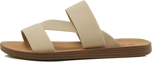 Soda Hummock ~ Women Slip On Casual Open Toe Double Elastic Bands with Diagonal Middle Strap Fashion Gladiator Sandal in Saudi Arabia