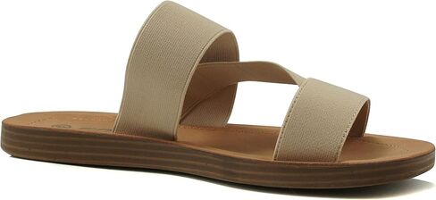Soda Hummock ~ Women Slip On Casual Open Toe Double Elastic Bands with Diagonal Middle Strap Fashion Gladiator Sandal in Saudi Arabia
