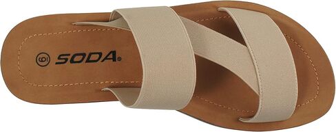 Soda Hummock ~ Women Slip On Casual Open Toe Double Elastic Bands with Diagonal Middle Strap Fashion Gladiator Sandal in Saudi Arabia