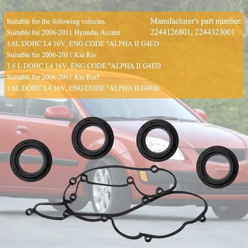 Valve Cover Gasket Set 22441-26801 Fit for Hyundai Accent Kia Rio 1.6L 2006 2007 2008 2009 2010 2011 OEM#2244126801 in Saudi Arabia