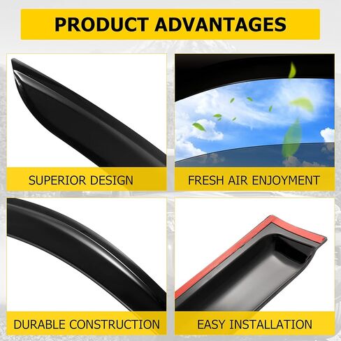 4 قطع من AUXMART حاجب النافذة الجانبية تاكوما واقي النافذة واقي المطر لسيارة Toyota Tacoma 2016-2023 حاجب فتحة التهوية حاجب نافذة الرياح والمطر حاجب الحماية in Kuwait