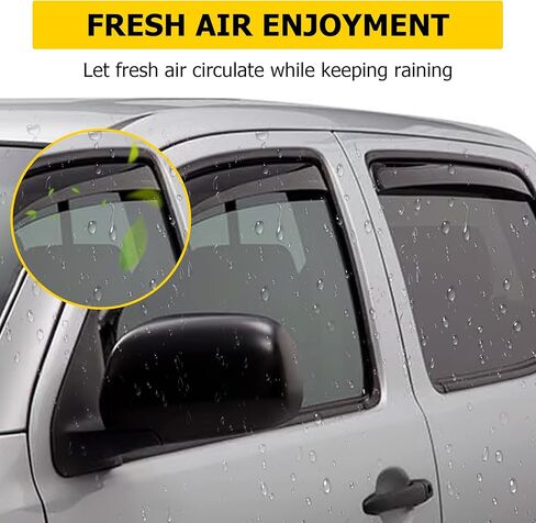 4 قطع من AUXMART حاجب النافذة الجانبية تاكوما واقي النافذة واقي المطر لسيارة Toyota Tacoma 2016-2023 حاجب فتحة التهوية حاجب نافذة الرياح والمطر حاجب الحماية in Kuwait