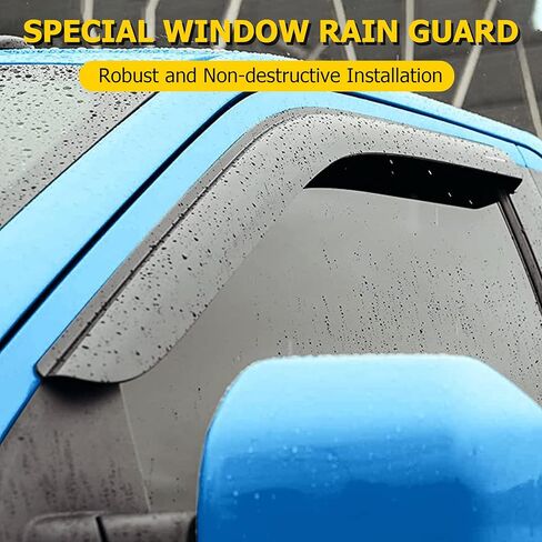 4 قطع من AUXMART حاجب النافذة الجانبية تاكوما واقي النافذة واقي المطر لسيارة Toyota Tacoma 2016-2023 حاجب فتحة التهوية حاجب نافذة الرياح والمطر حاجب الحماية in Kuwait